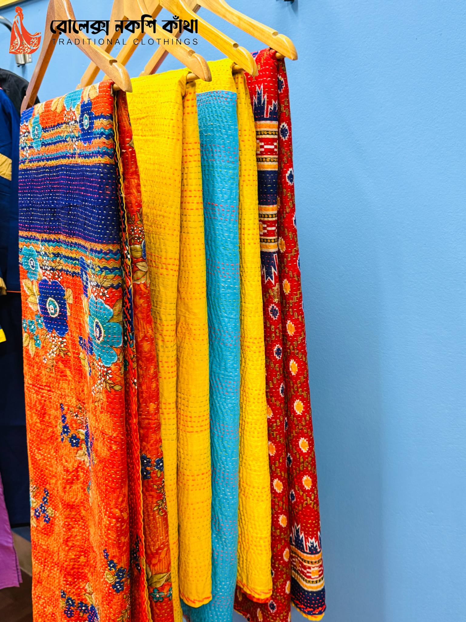 RoyMart BD Authentic Hand-Stitched Nakshi Kantha – Premium Floral Embroidered Bengali Bedspread – 100% Pure Cotton Traditional Quilt (Double Bed Size, 100" x 95")